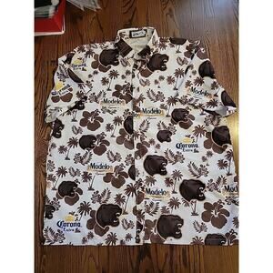 Hershey Bears Pennsylvania Hockey Corona Beer Hawaiian Button Shirt Mens SIZE XL